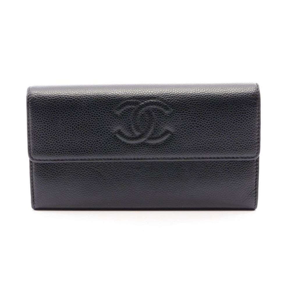 Chanel Coco Mark Grained Calfskin Long Wallet
